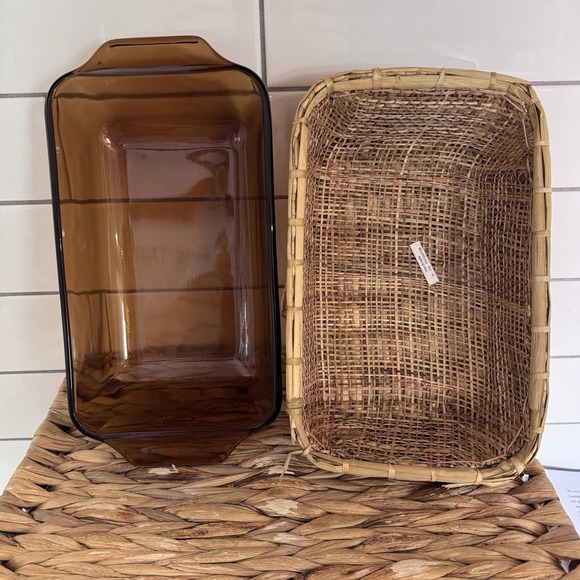 Anchor Hocking Fire King Bakeware Deep Loaf Dish Pan‎ with Basket 5x9 Harvest - Picture 4 of 7